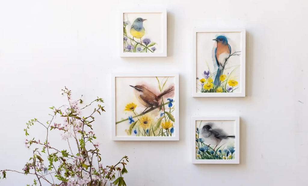 Holly Wach 'Songbirds & Friends' vibrant songbird watercolor prints