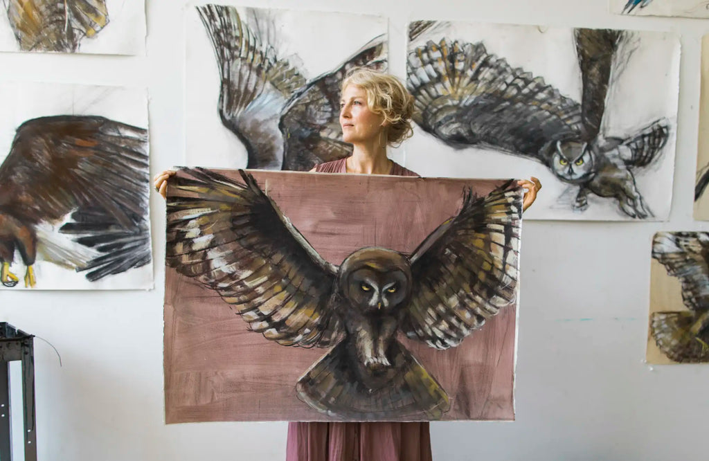 Holly Wach 'Shadows of the Sky' majestic raptor watercolor art