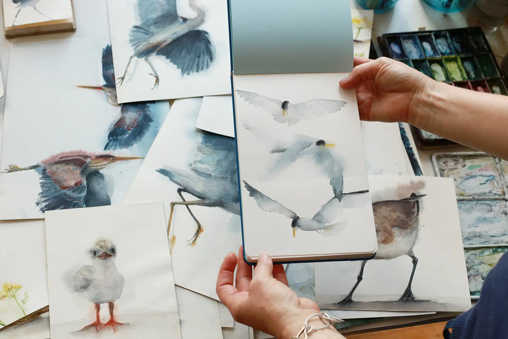 Holly Wach 'Shoreline Spirits' serene shorebird watercolor art