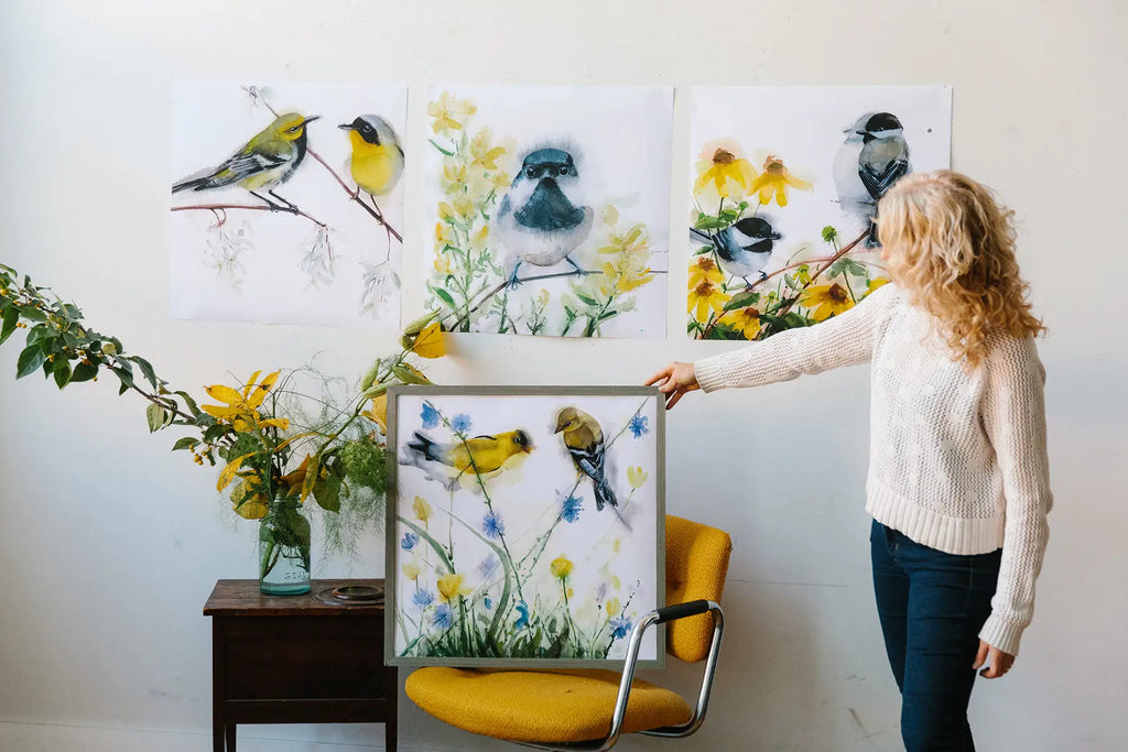 Holly Wach 'Songbirds & Friends' vibrant songbird watercolor art