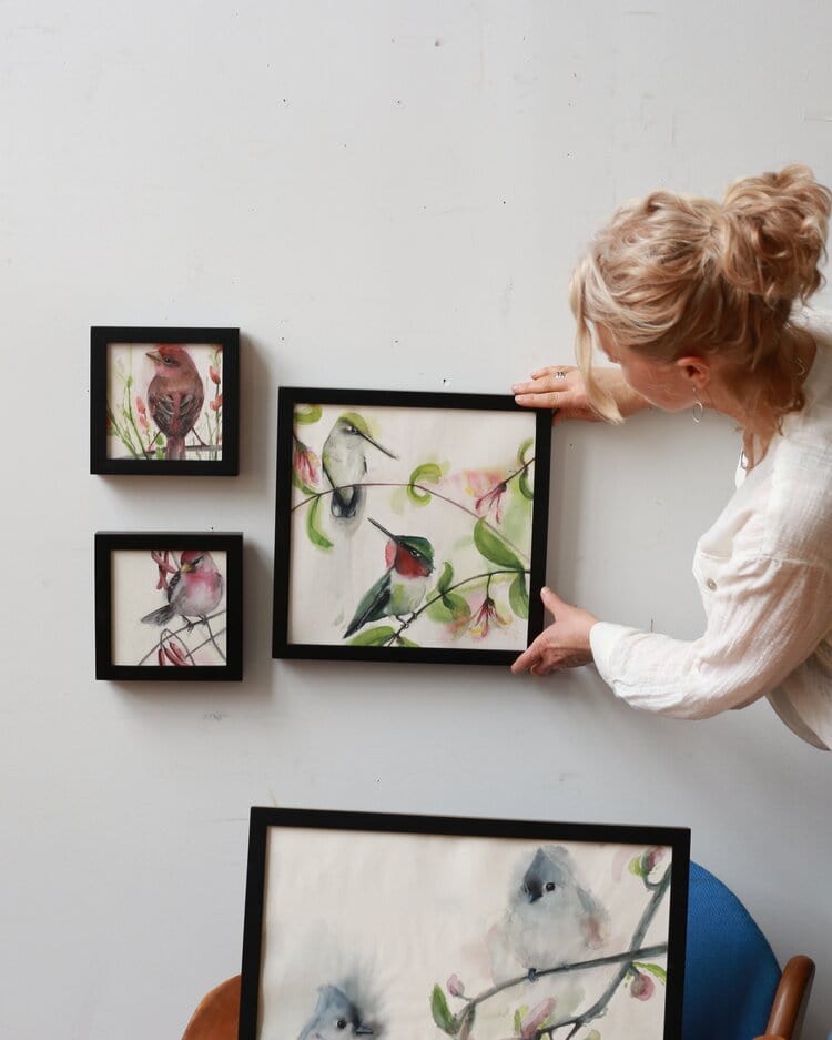 Holly Wach's paintings of original watercolor birds