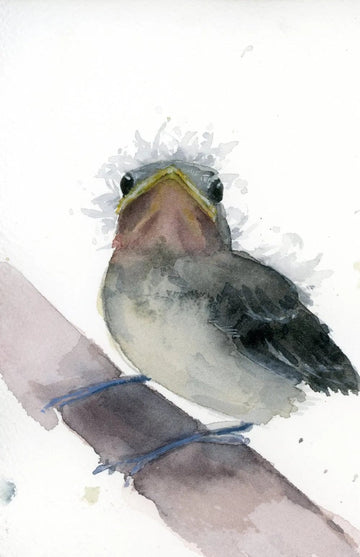 Holly Wach "Little Wonders” original baby bird watercolor painting