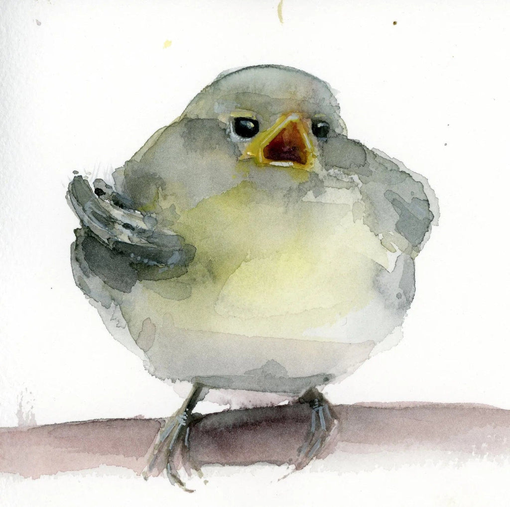 Holly Wach "Little Wonders” original baby bird watercolor painting