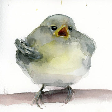 Holly Wach "Little Wonders” original baby bird watercolor painting