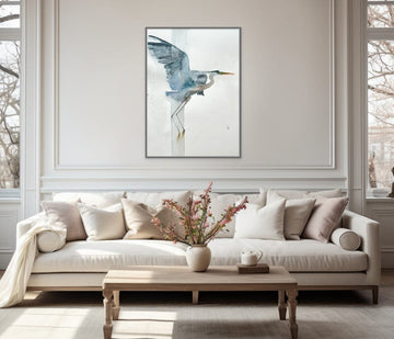 Great Blue Heron Floating and regal Watercolor by Holly Wach