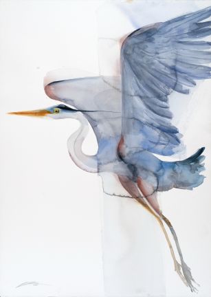Holly Wach 'Oh, to Fly!' bird watercolor art statement pieces