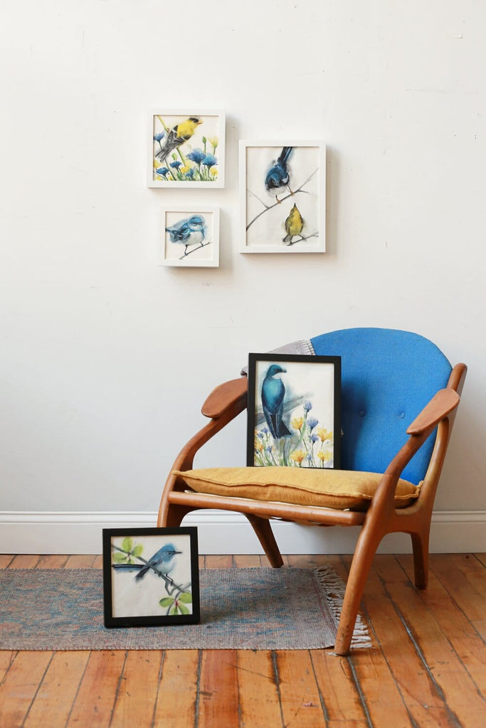 Holly Wach's paintings of original watercolor birds