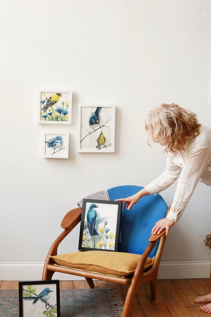 Holly Wach's paintings of original watercolor birds