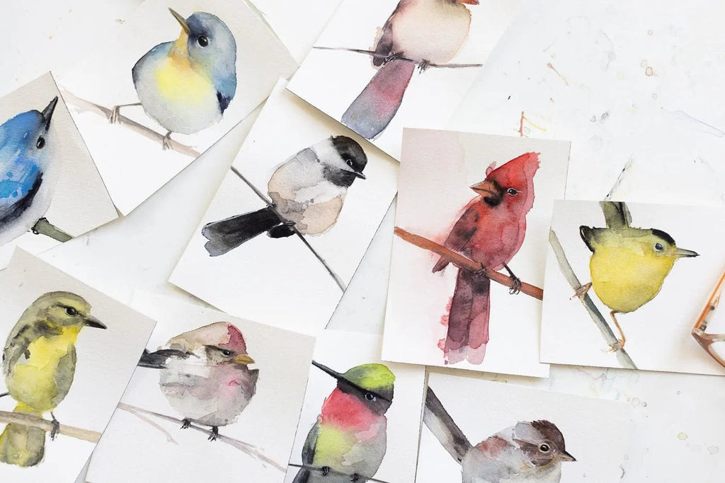 Holly Wach "Little Wonders" baby bird watercolor prints