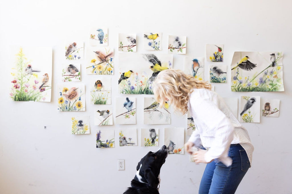 Holly Wach's paintings of original watercolor birds