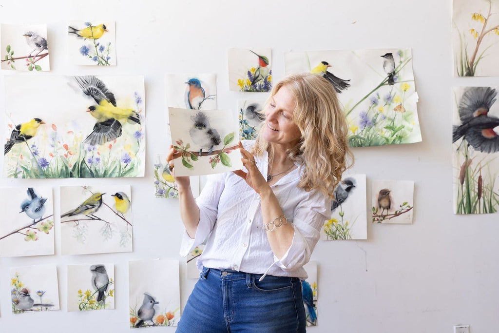 Holly Wach's paintings of original watercolor birds