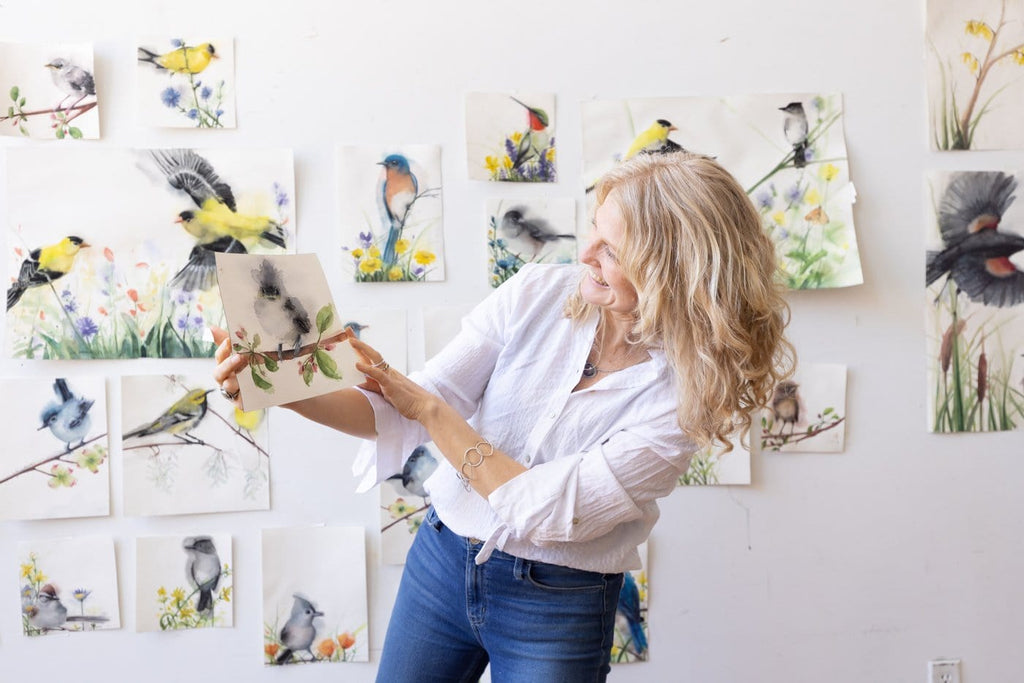 Holly Wach's paintings of original watercolor birds