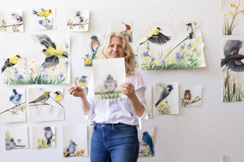 Holly Wach's paintings of original watercolor birds