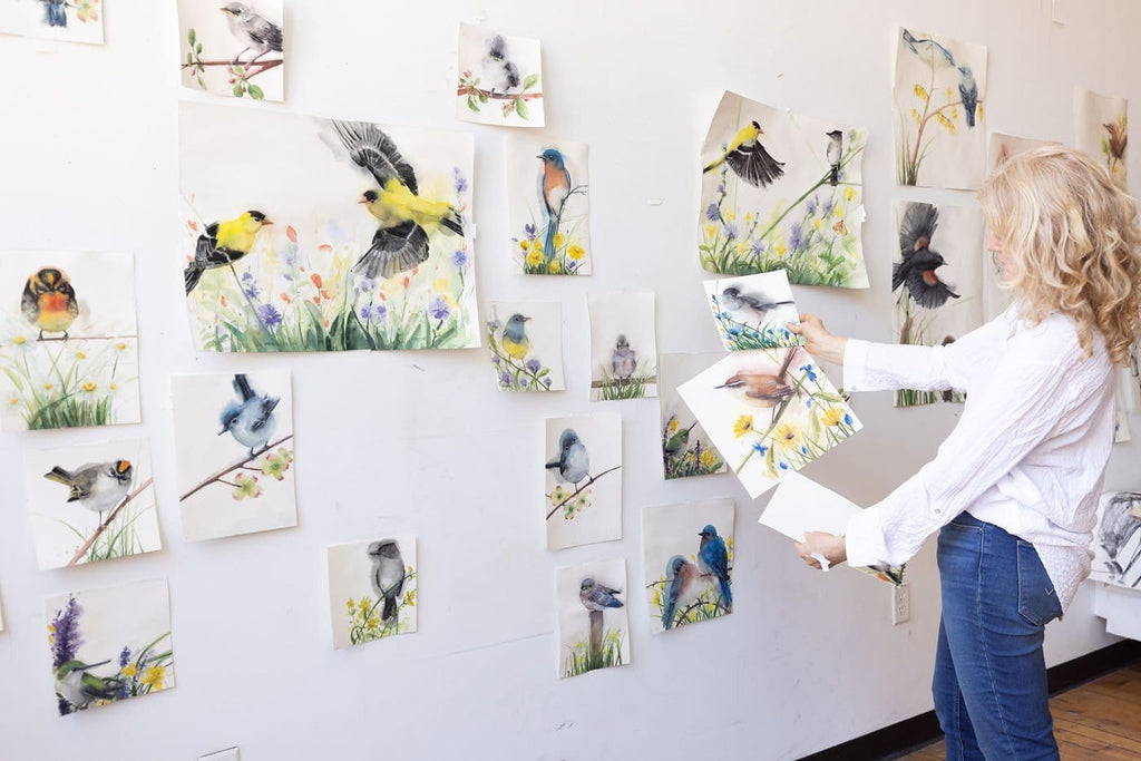 Holly Wach's original songbird watercolor paintings