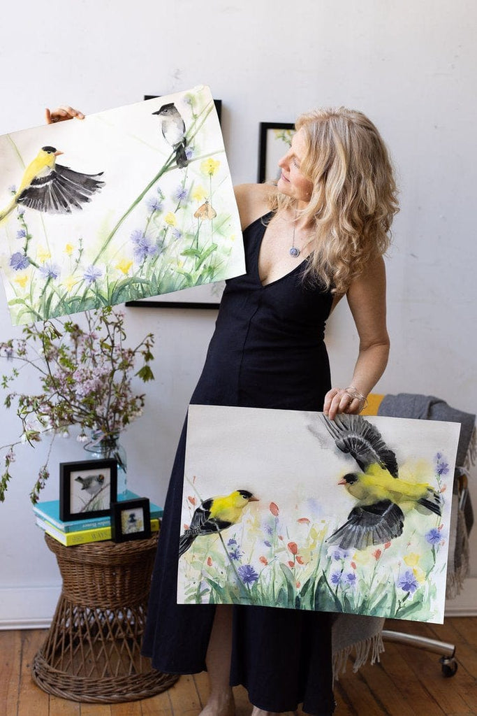 Holly Wach's paintings of original watercolor birds