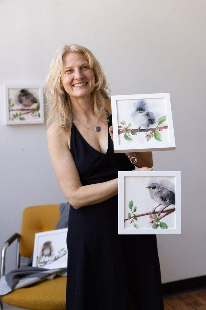 Holly Wach shows paintings of original watercolor songbirds