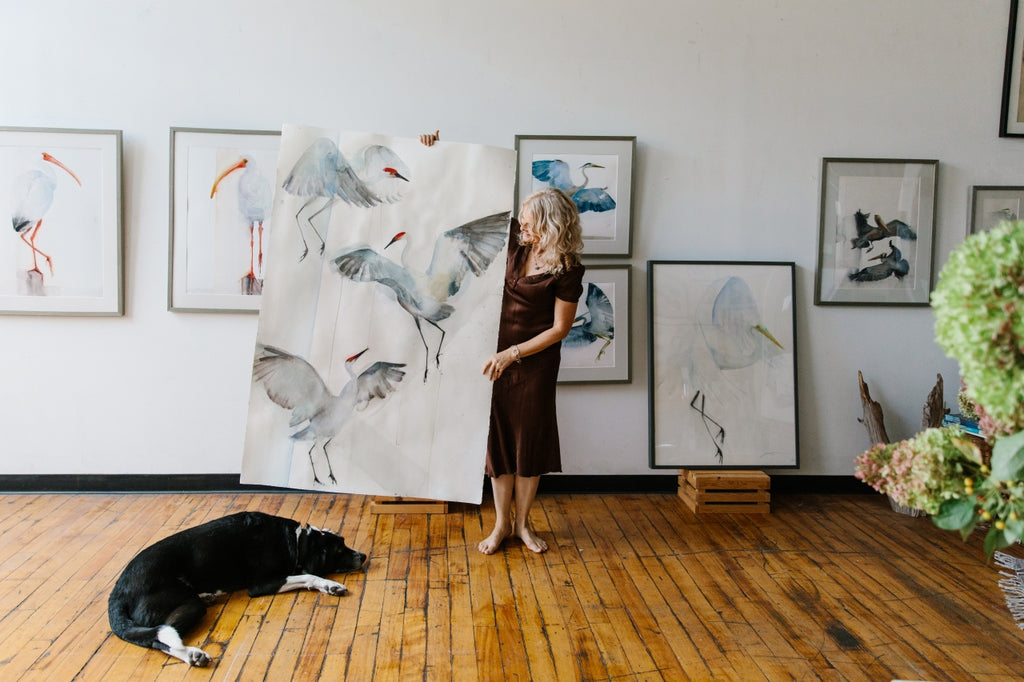 Holly Wach "Oh, to Fly!" shorebird watercolor art painter