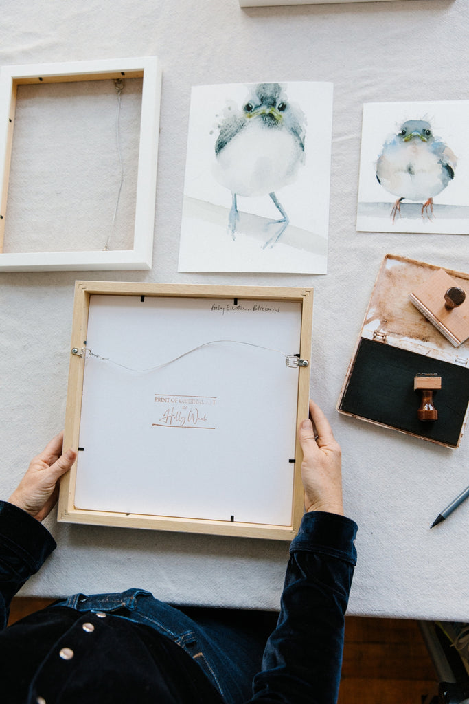 Holly Wach 'Little Wonders' baby bird watercolor prints and art shipped with personal care