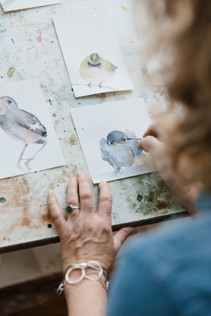 Holly Wach paints 'Little Wonders' baby bird watercolor prints art 