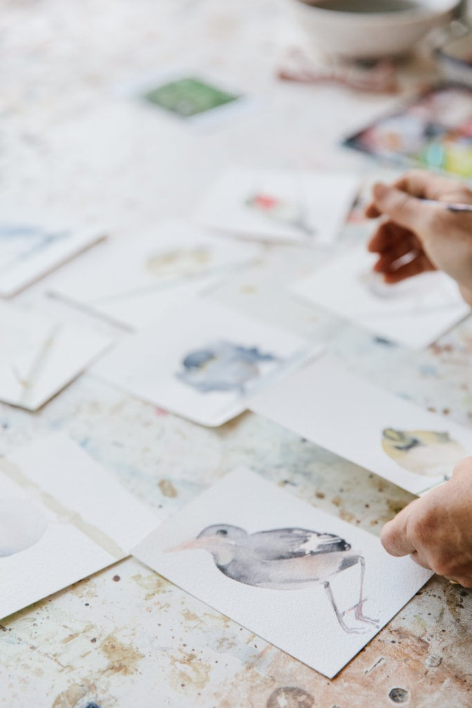 Holly Wach paints 'Little Wonders' baby bird watercolor prints art 