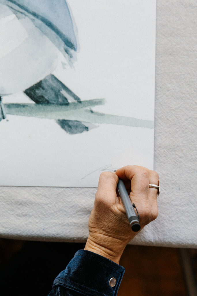 Holly Wach signs 'Little Wonders' baby bird watercolor prints art