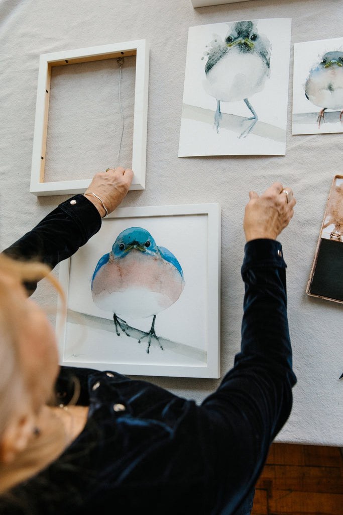 Holly Wach 'Little Wonders' baby bird watercolor prints and art shipped with personal care