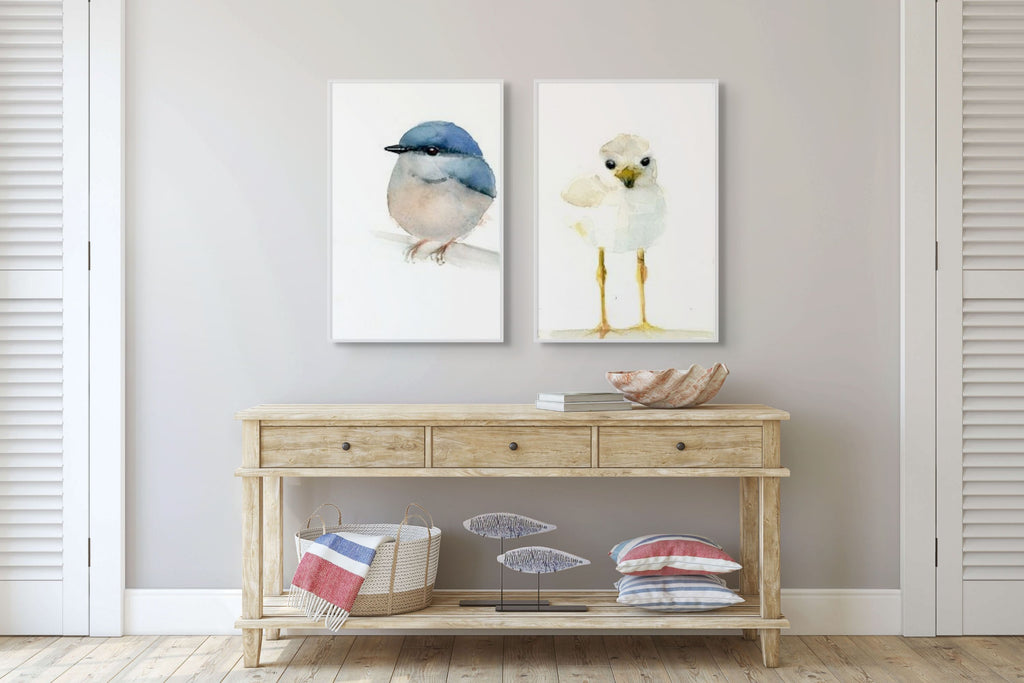 Holly Wach 'Little Wonders' baby bird watercolor prints art gallery wall