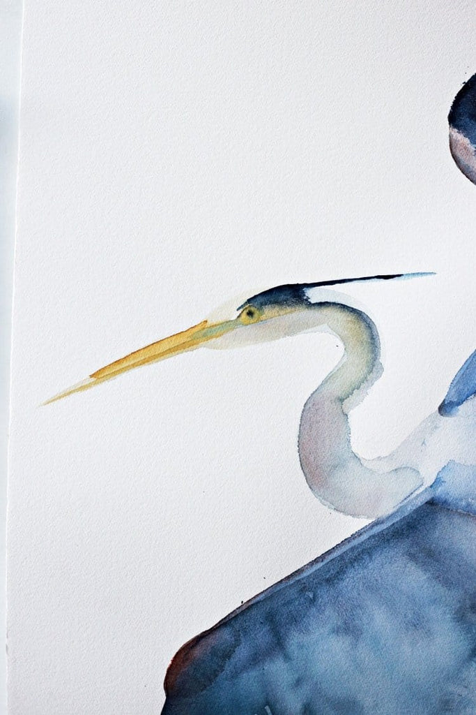 Holly Wach's Great Blue Heron Wise and Free bird watercolor art