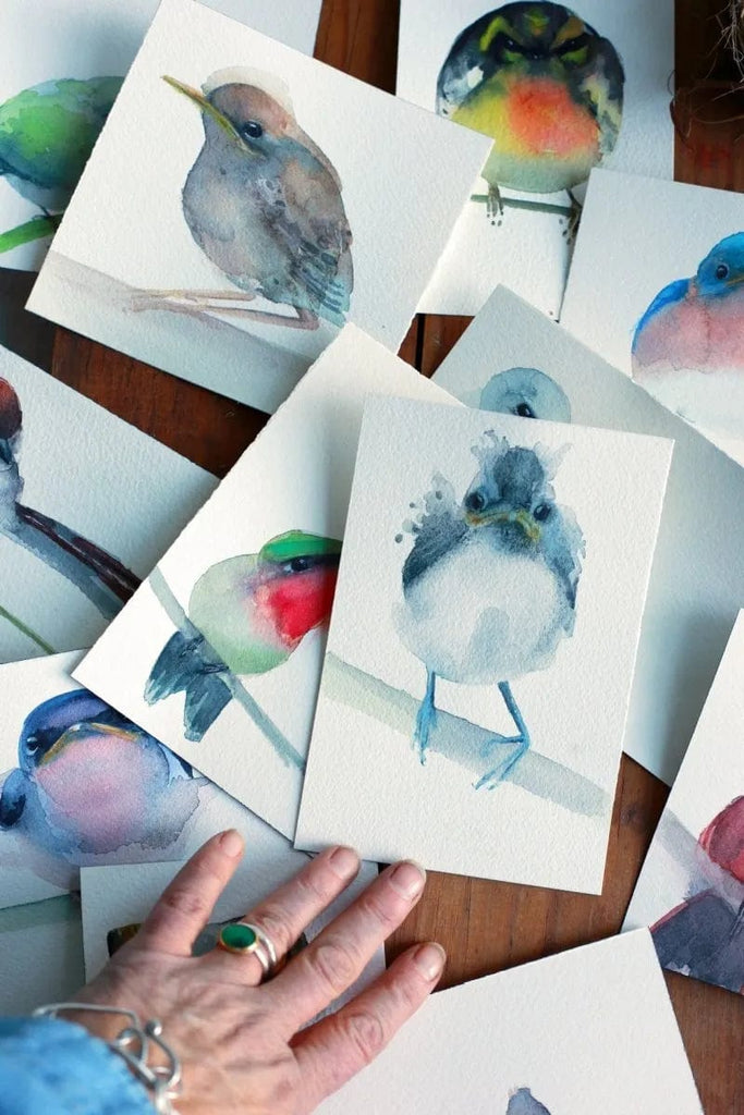 Holly Wach "Little Wonders” original baby bird watercolor painting