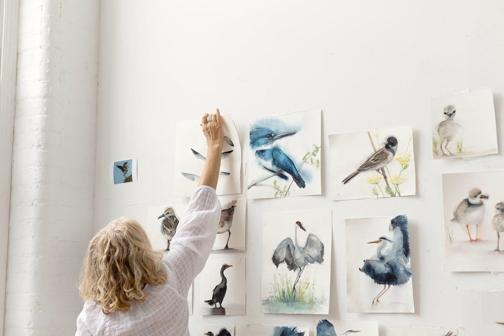 Holly Wach's paintings of original watercolor birds