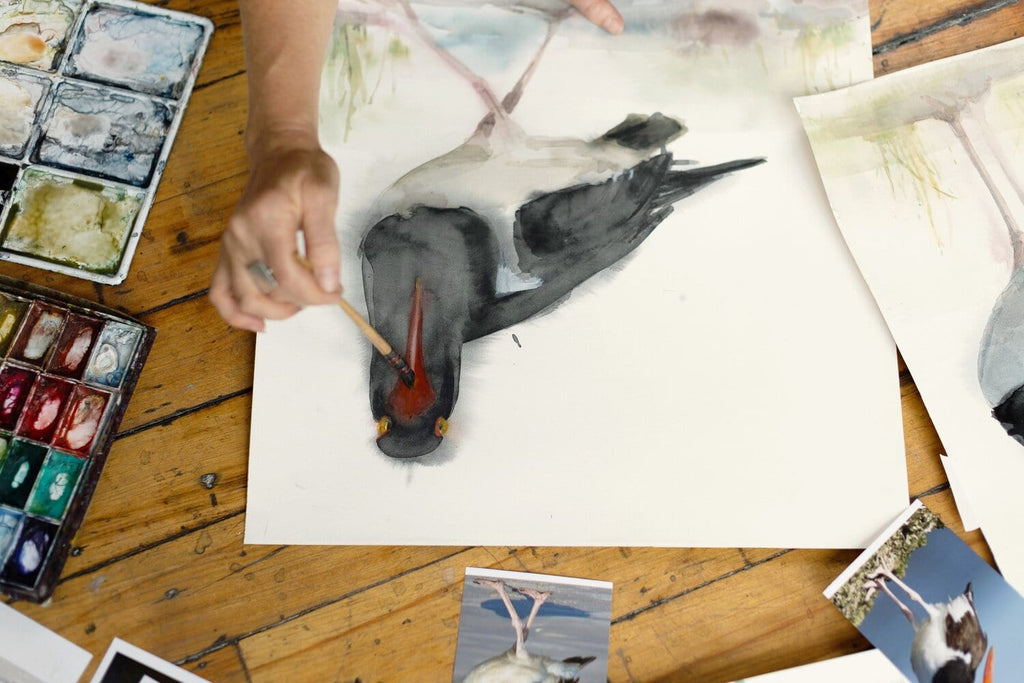 Holly Wach paints original songbird watercolors