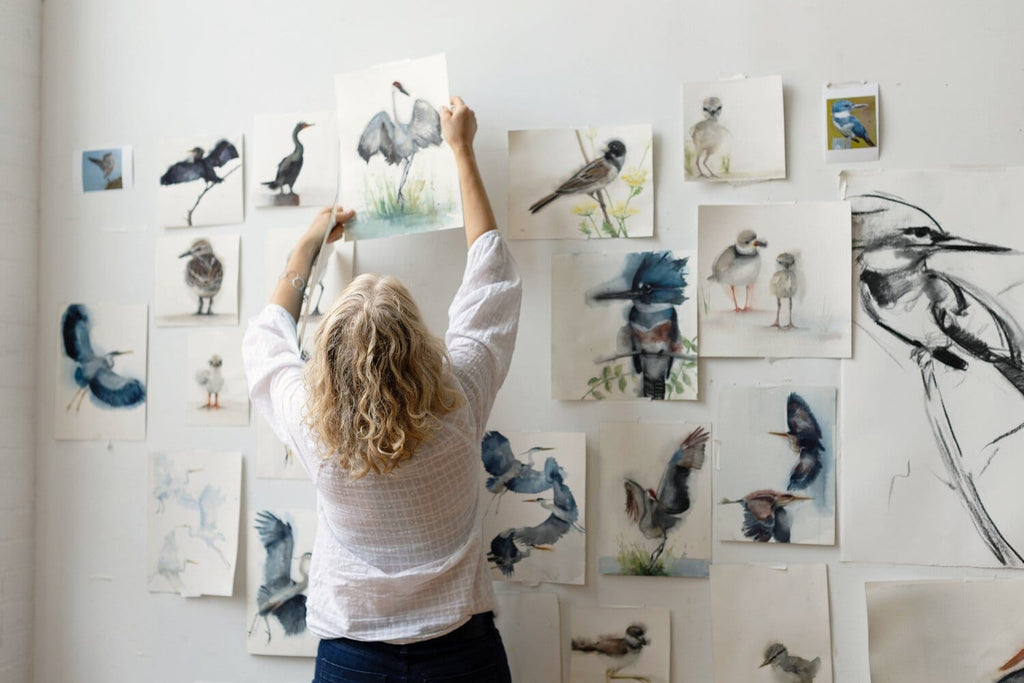 Holly Wach's paintings of original watercolor birds