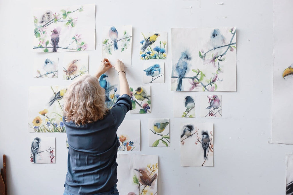 Holly Wach's paintings of original watercolor birds