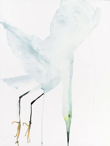 Holly Wach's bird watercolor art painting of a snowy egret