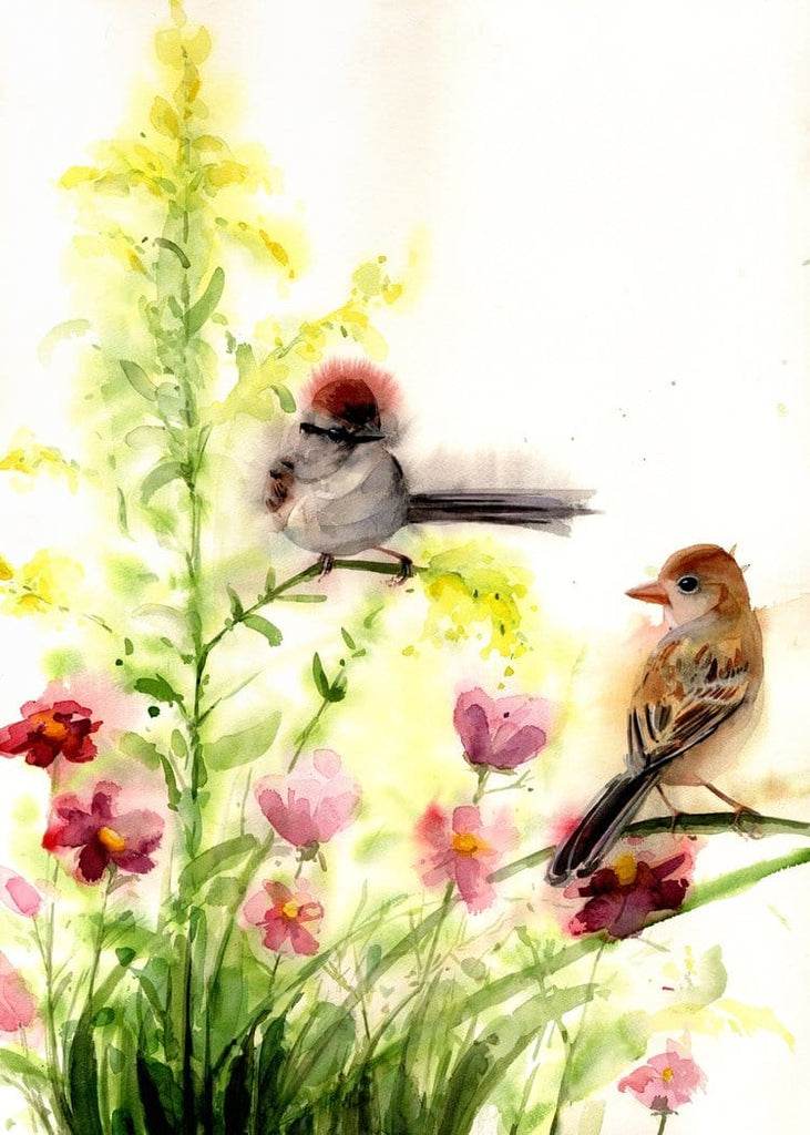 Holly Wach's original songbird watercolor painting