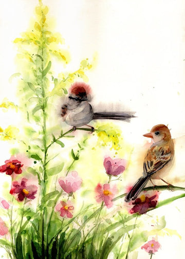 Holly Wach's original songbird watercolor painting