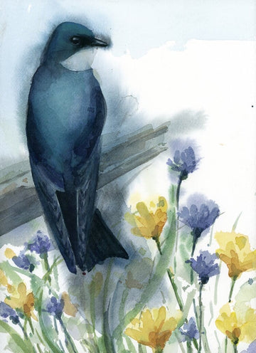 Holly Wach's original songbird watercolor painting