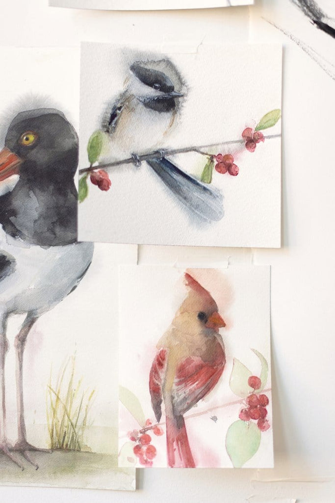 Holly Wach's original songbird watercolor painting