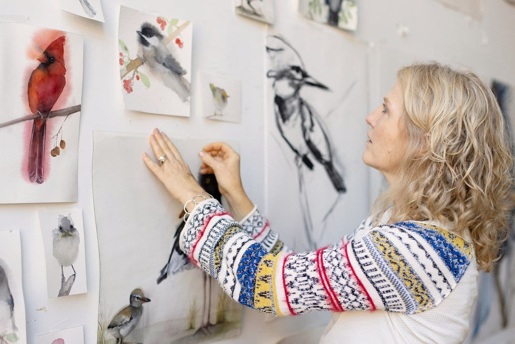 Holly Wach's paintings of original watercolor birds