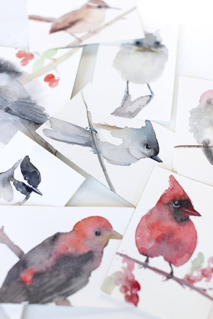 Holly Wach "Little Wonders” original baby bird watercolor paintings