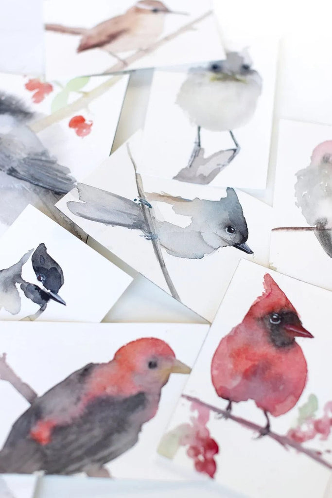 Holly Wach's original Baby Bird Watercolor Paintings