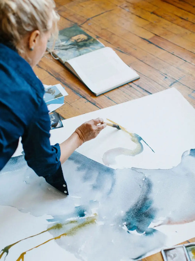 Holly Wach paints oversized watercolor bird art