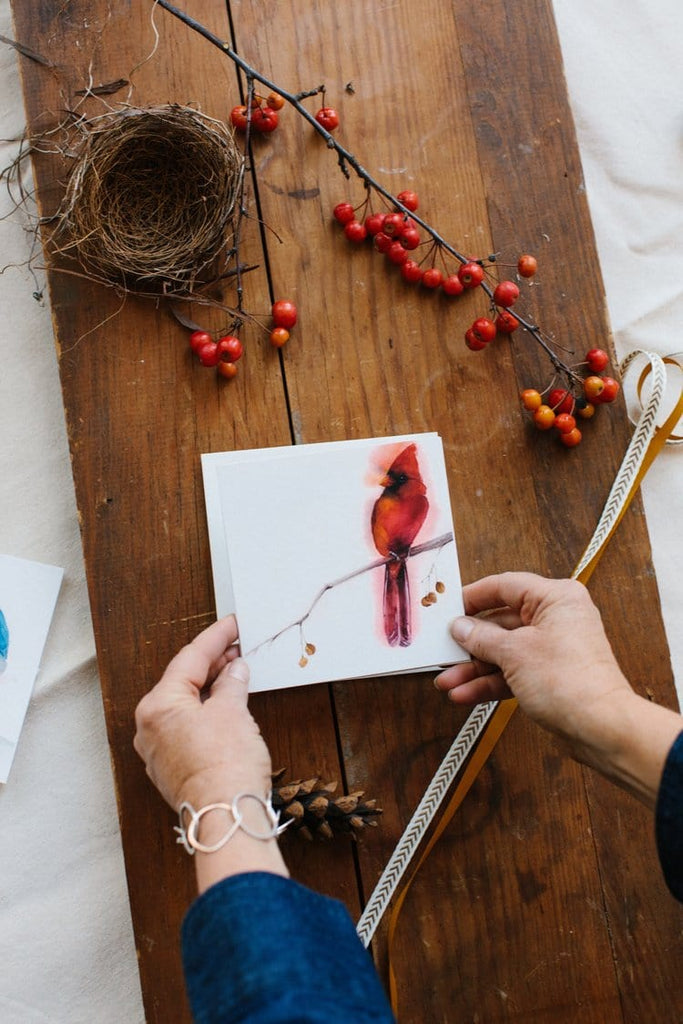 Holly Wach watercolor bird greeting card