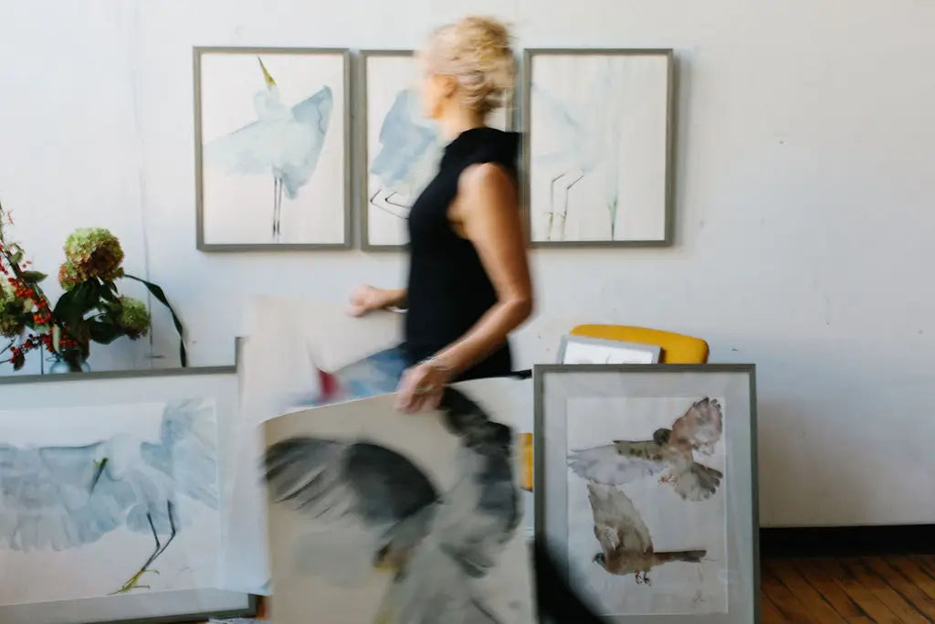 Holly Wach shows oversized watercolor bird art