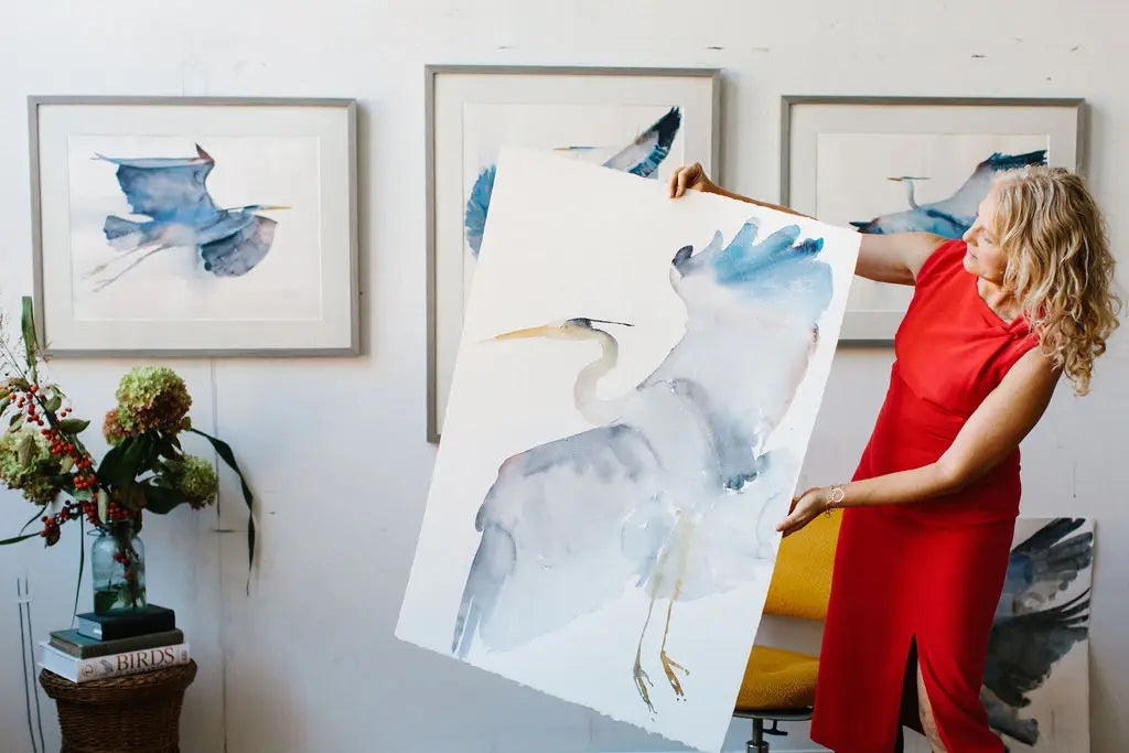 Holly Wach demonstrates her large-scale watercolor bird art