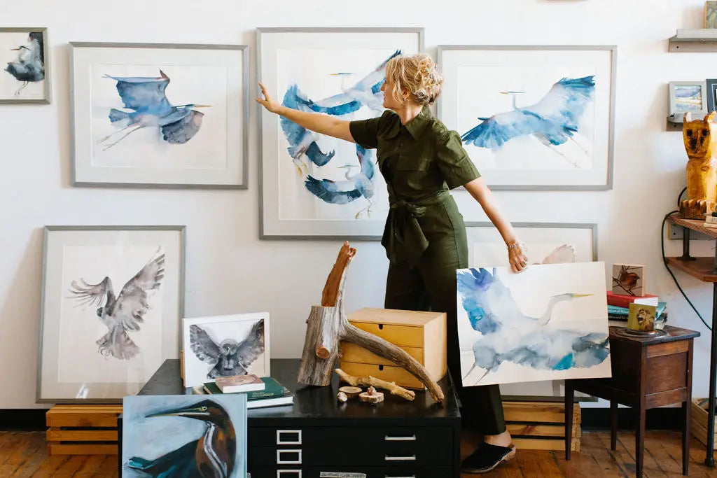 Holly Wach shows oversized watercolor bird art