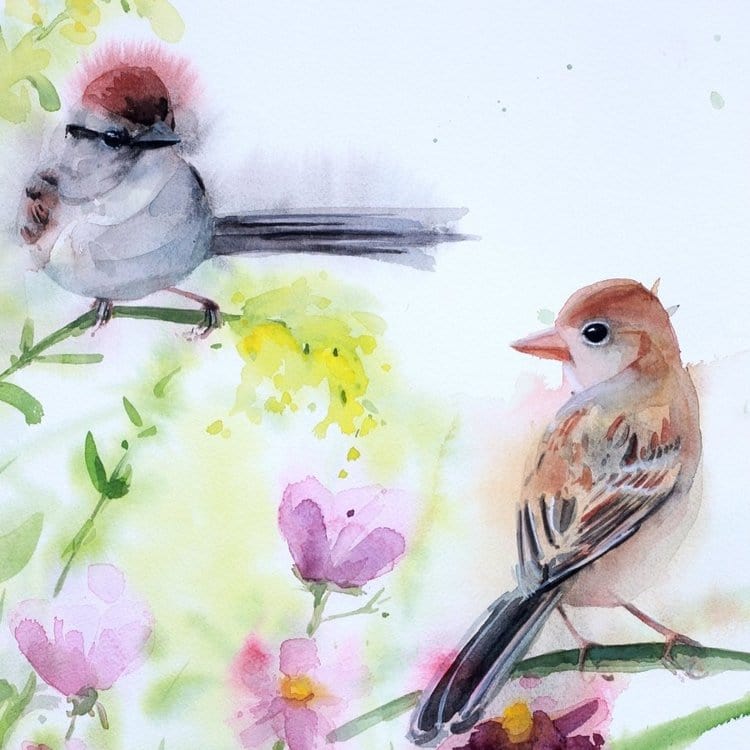 Holly Wach's original songbird watercolor painting