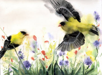 Holly Wach's original songbird watercolor painting