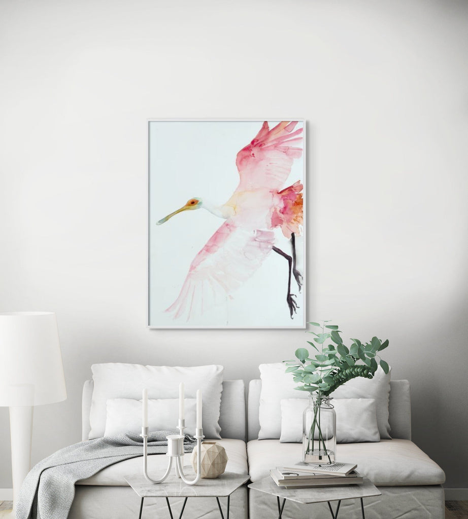 Holly Wach's watercolor bird art roseate spoonbill