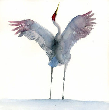 Holly Wach bird watercolor art painting of sandhill crane